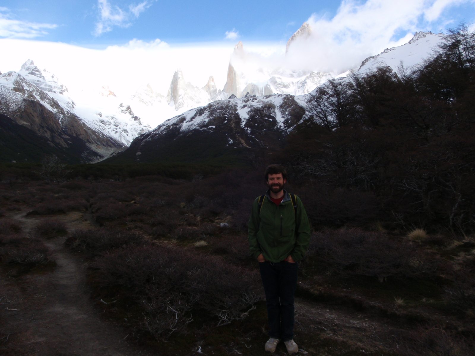 Jay with Los Tres in the background.  The lake we are hiking toward was called Laguna de los...