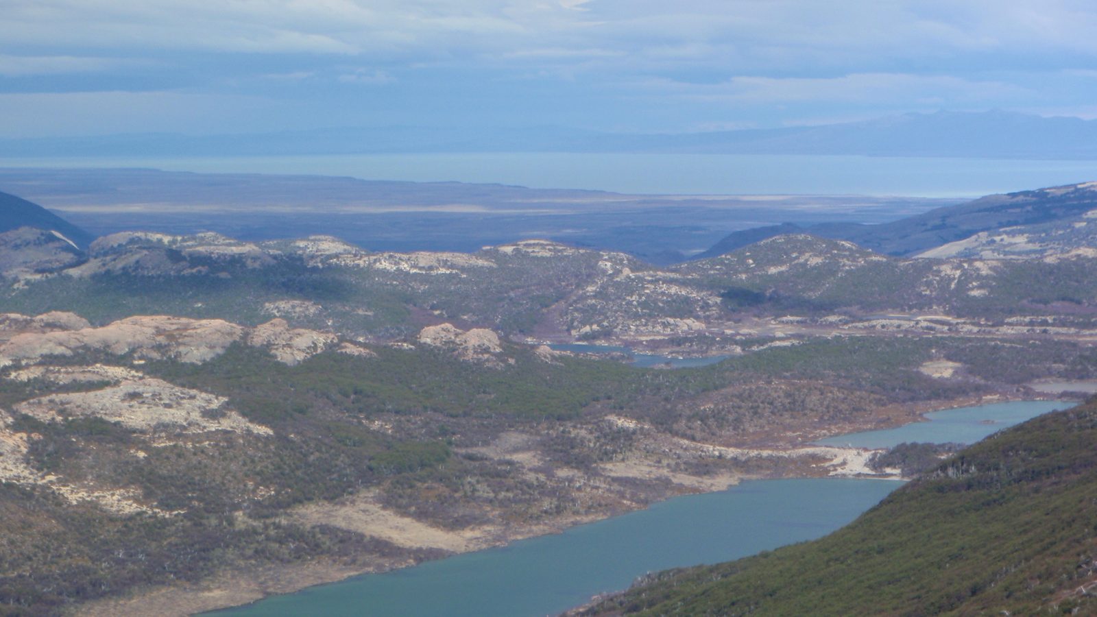 Really pretty view of glacier fed lakes and enormous Lake Viedma in the background.  When we...