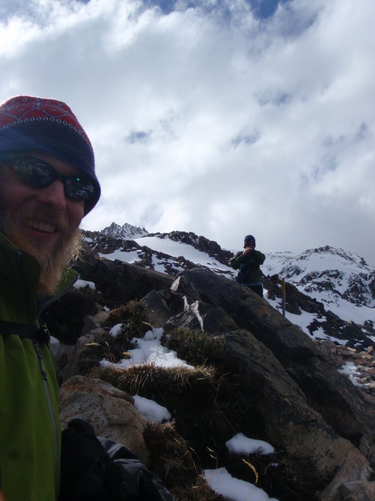 Taking a break on the hike down.