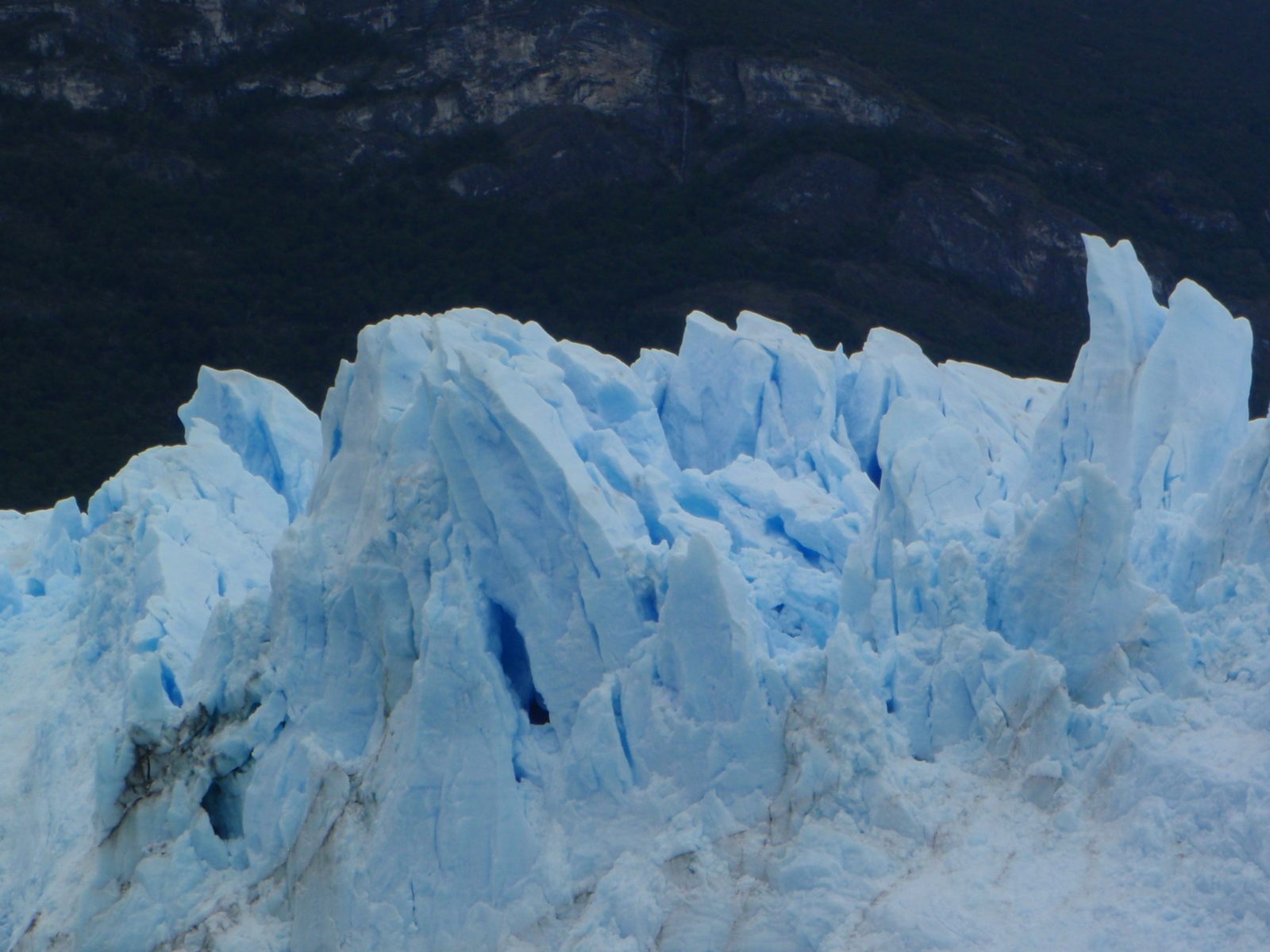 Fantastic deep blue colors being transmitted through the ice.