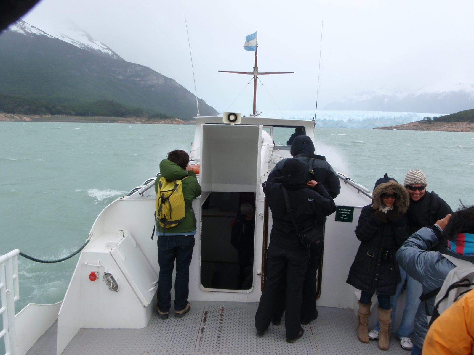 On a boat!  Headed for the glacier.  Jay on the left.