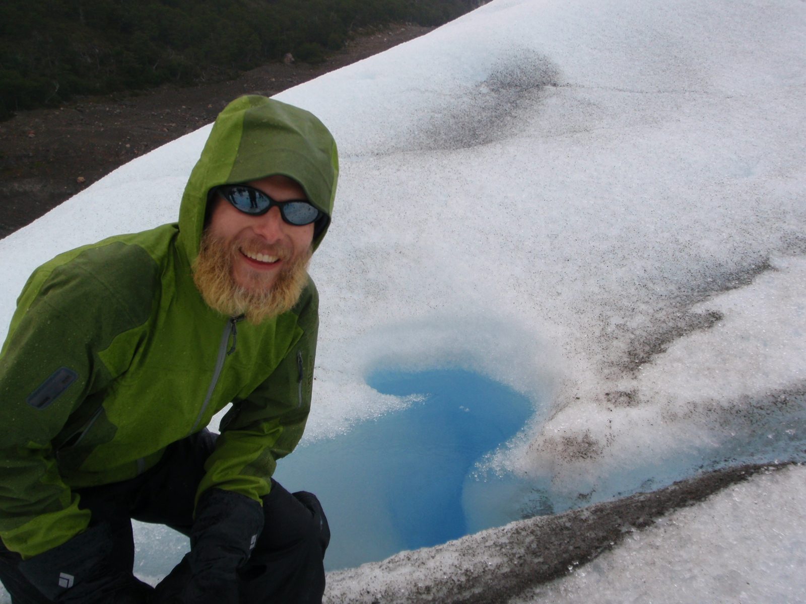 John, next to a little lagoon in the ice.