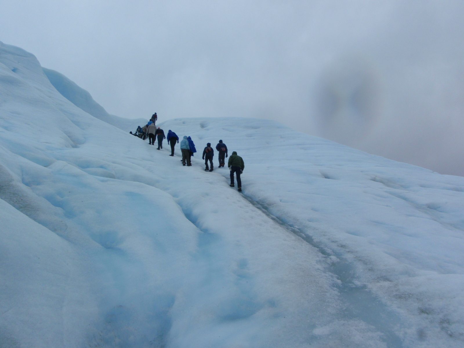 Climbing a big hill.
