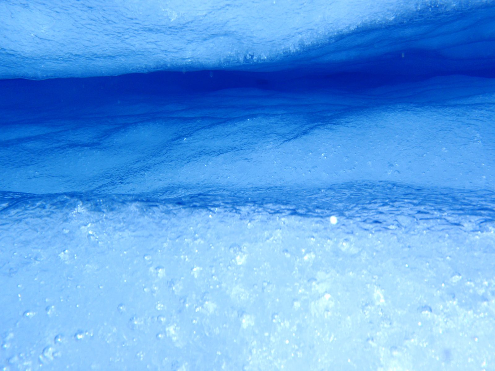 Underwater shot looking into one of the submerged crevasses.