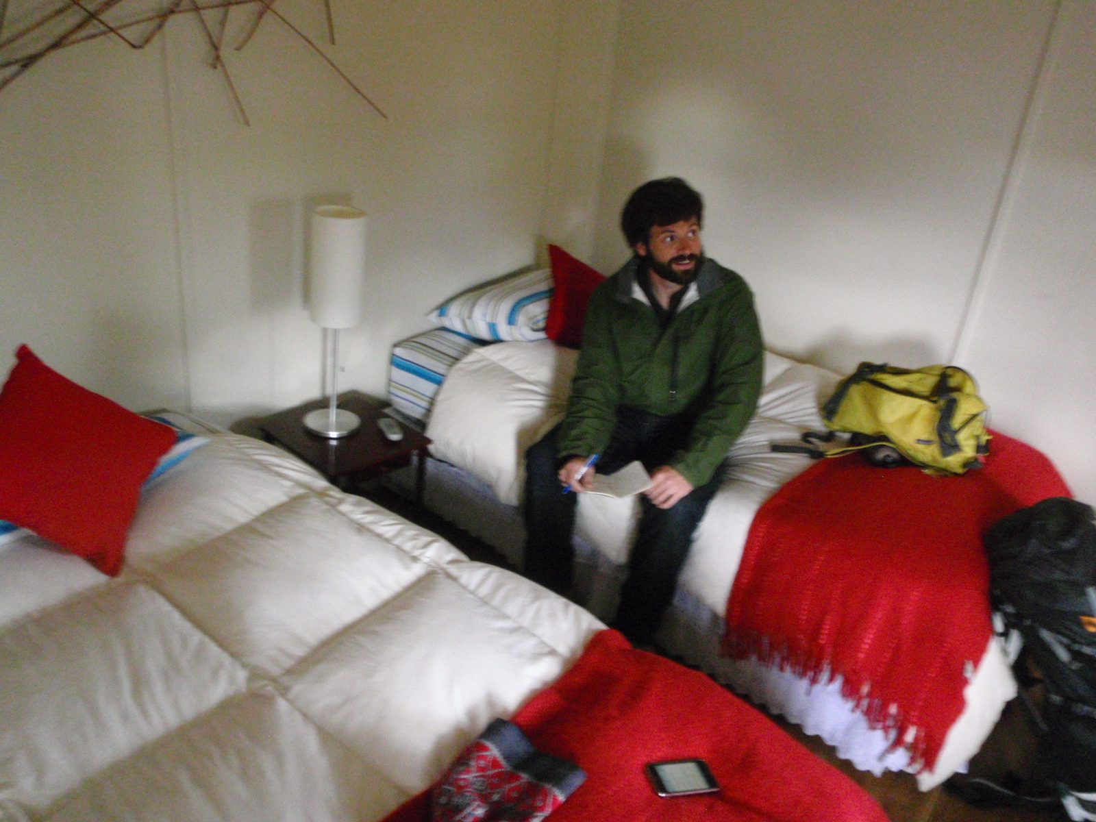 Jay, admiring our new digs for the night.