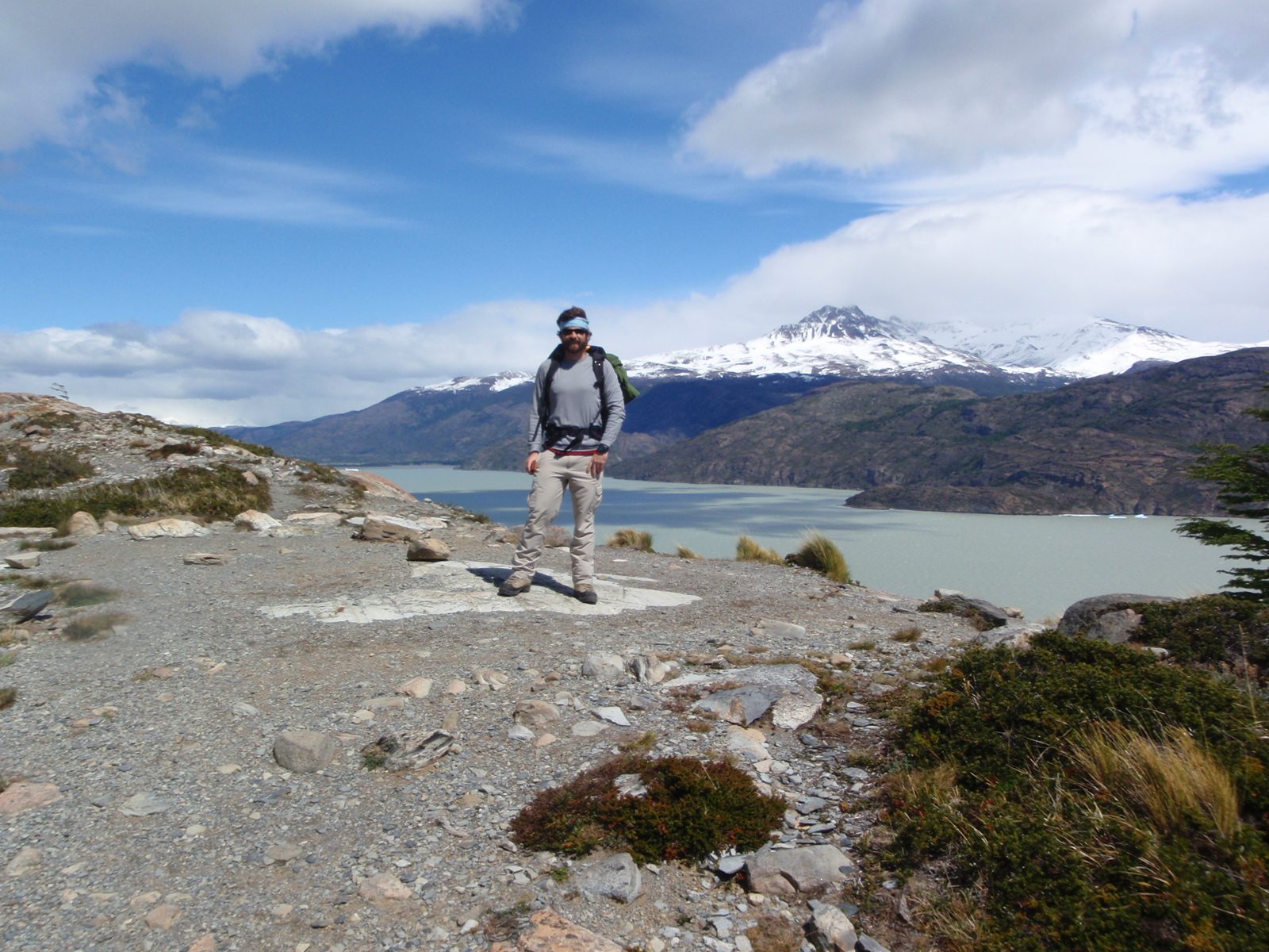Jay and Lago Grey. This was one massive lake. We hiked along this lake for more than 3 hours.