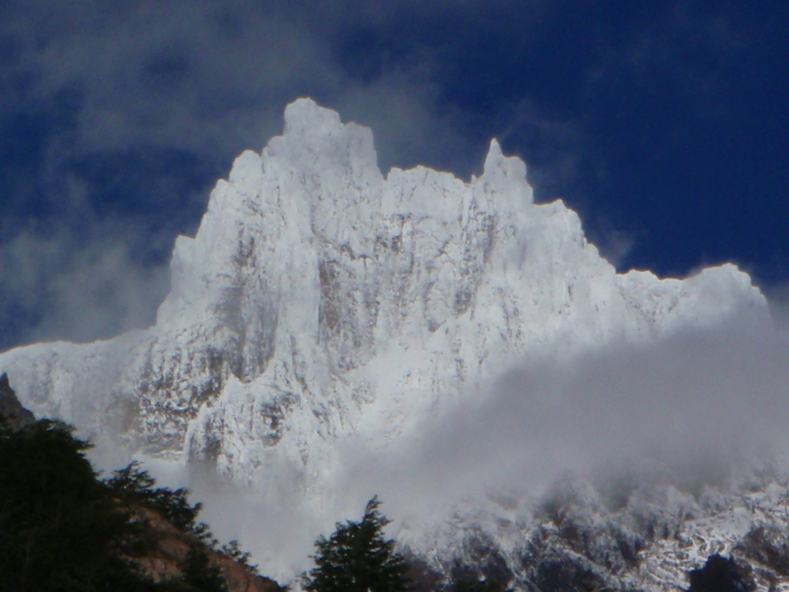 Ice covered mountains.