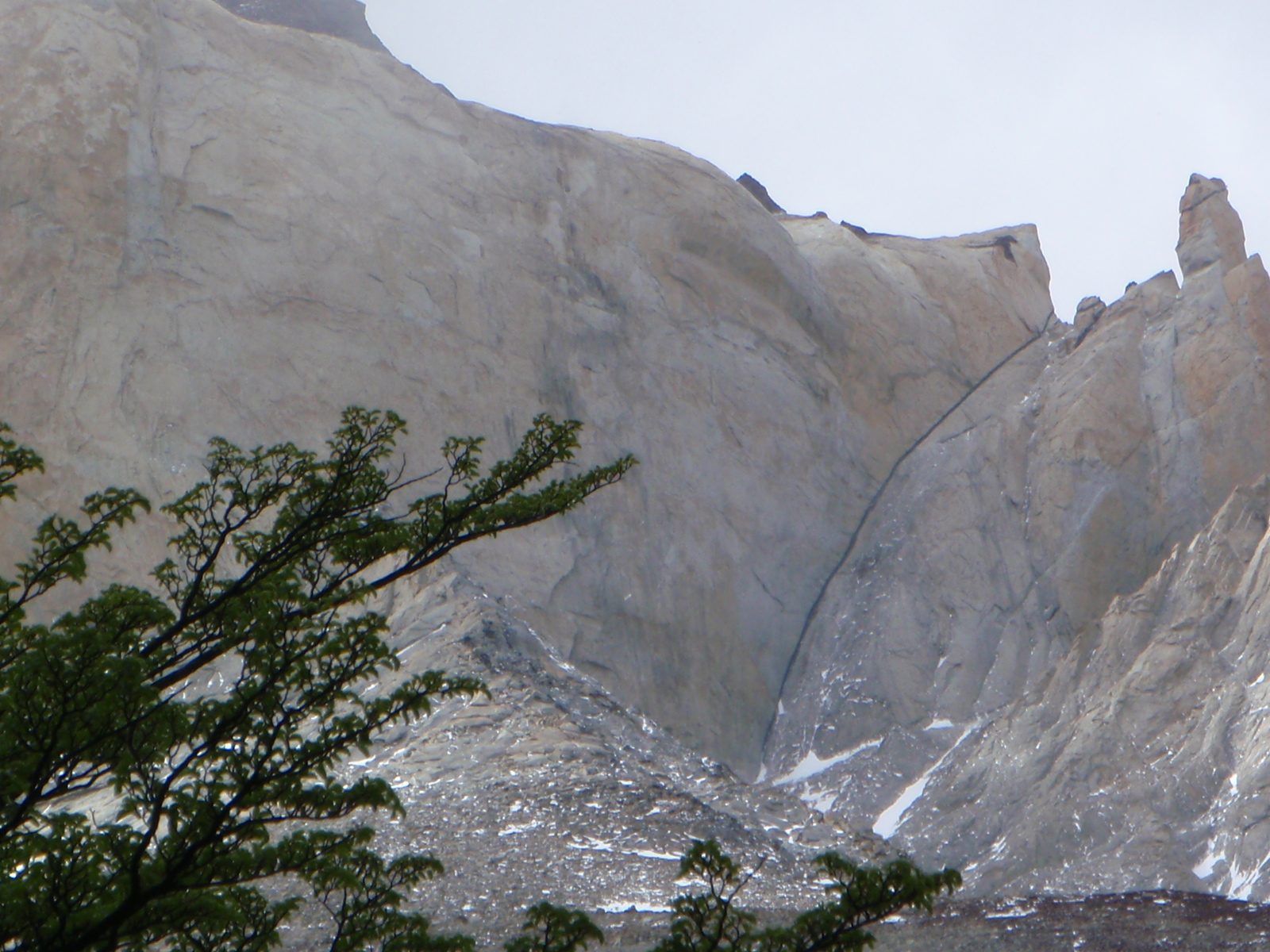 There's a fun off-width crack to climb. Yikes! You could probably body bridge it!