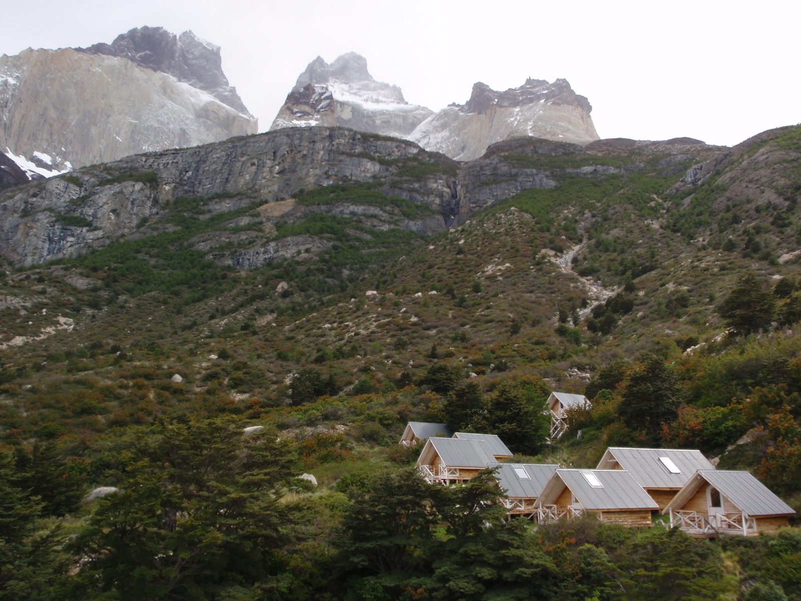 The aforementioned cabañas that rent out for $140 USD per night with Los Cuernos in the background.