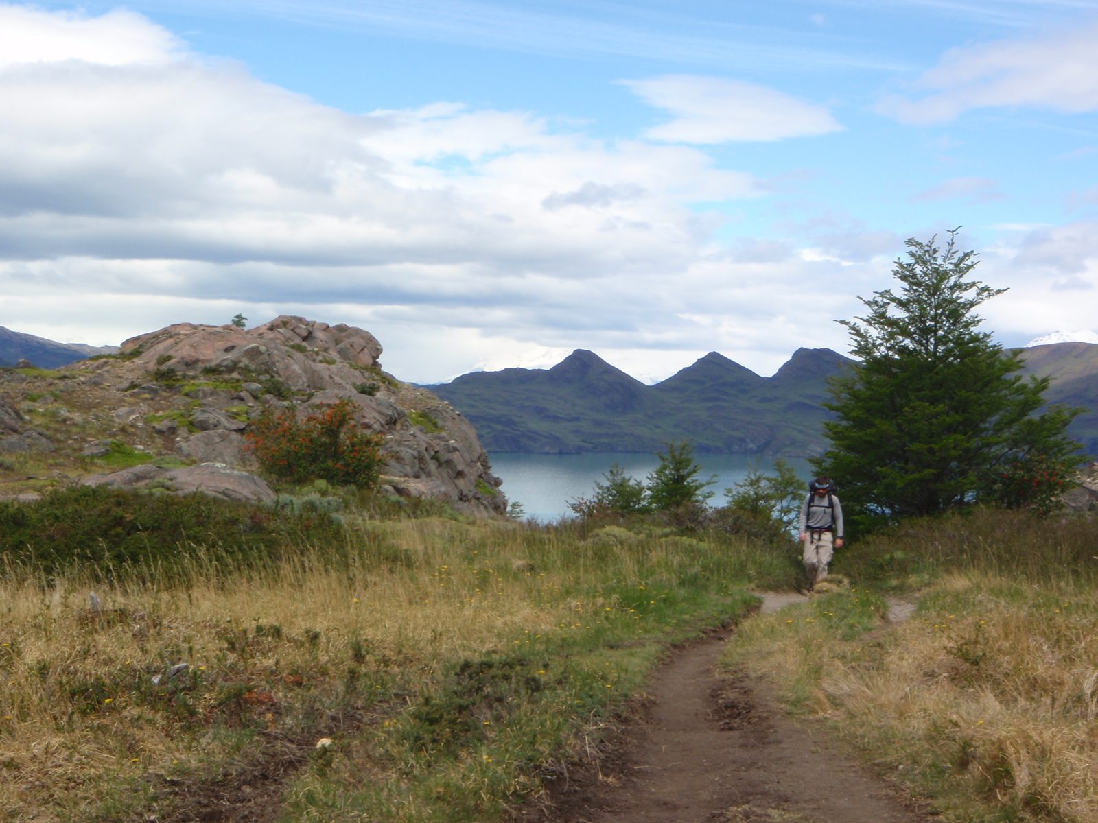 Hiking through some beautiful country.