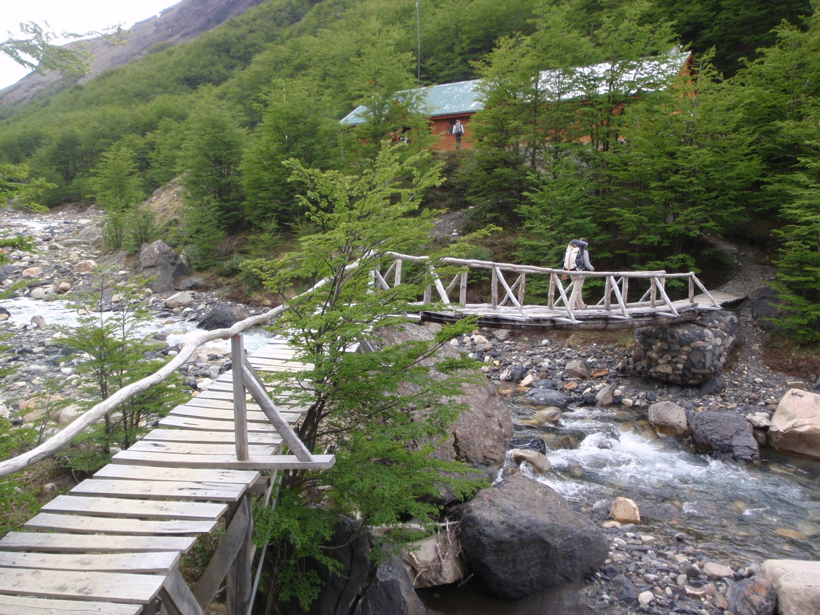 Bridges across Patagonia. This one led to Albergue Chileno, another pay campground / guest house...