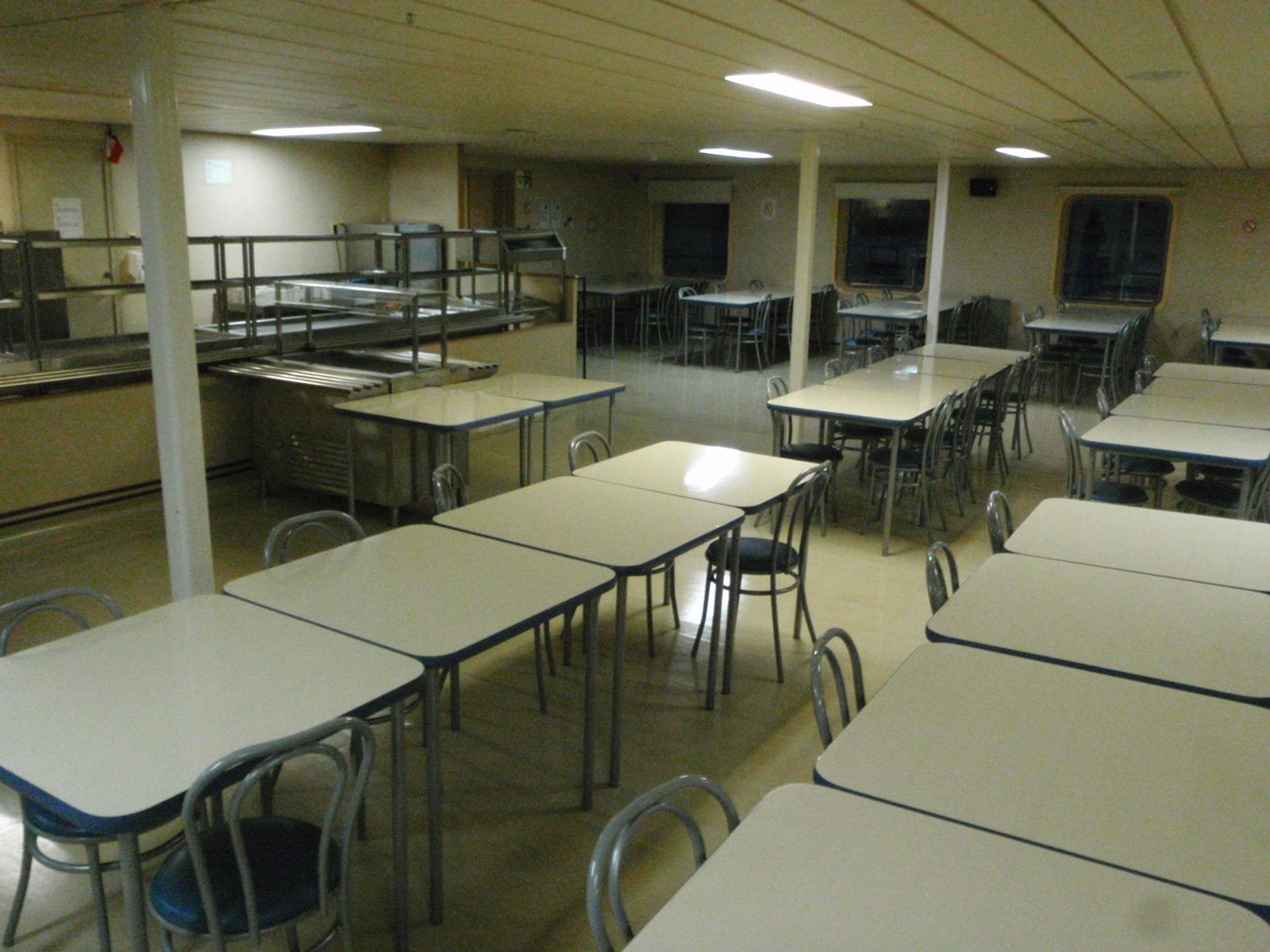 On board the Navimag ship Evangelistas: our cafeteria dining room.