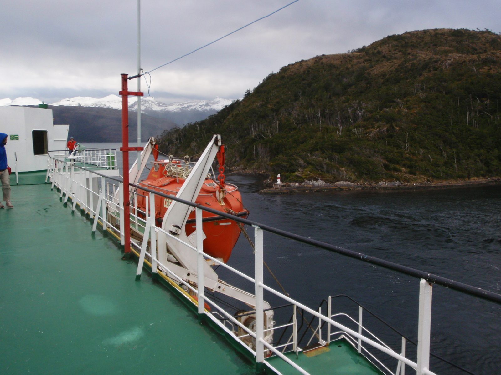 Passing an island shortly after the strait.
