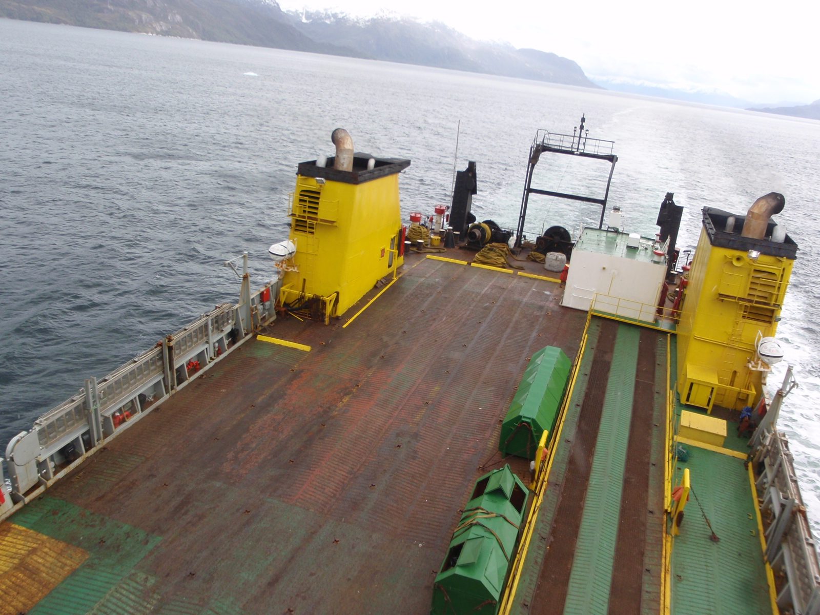 No cargo on our ship: apparently the cargo door fell off the ship in Puerto Natales, so they had...