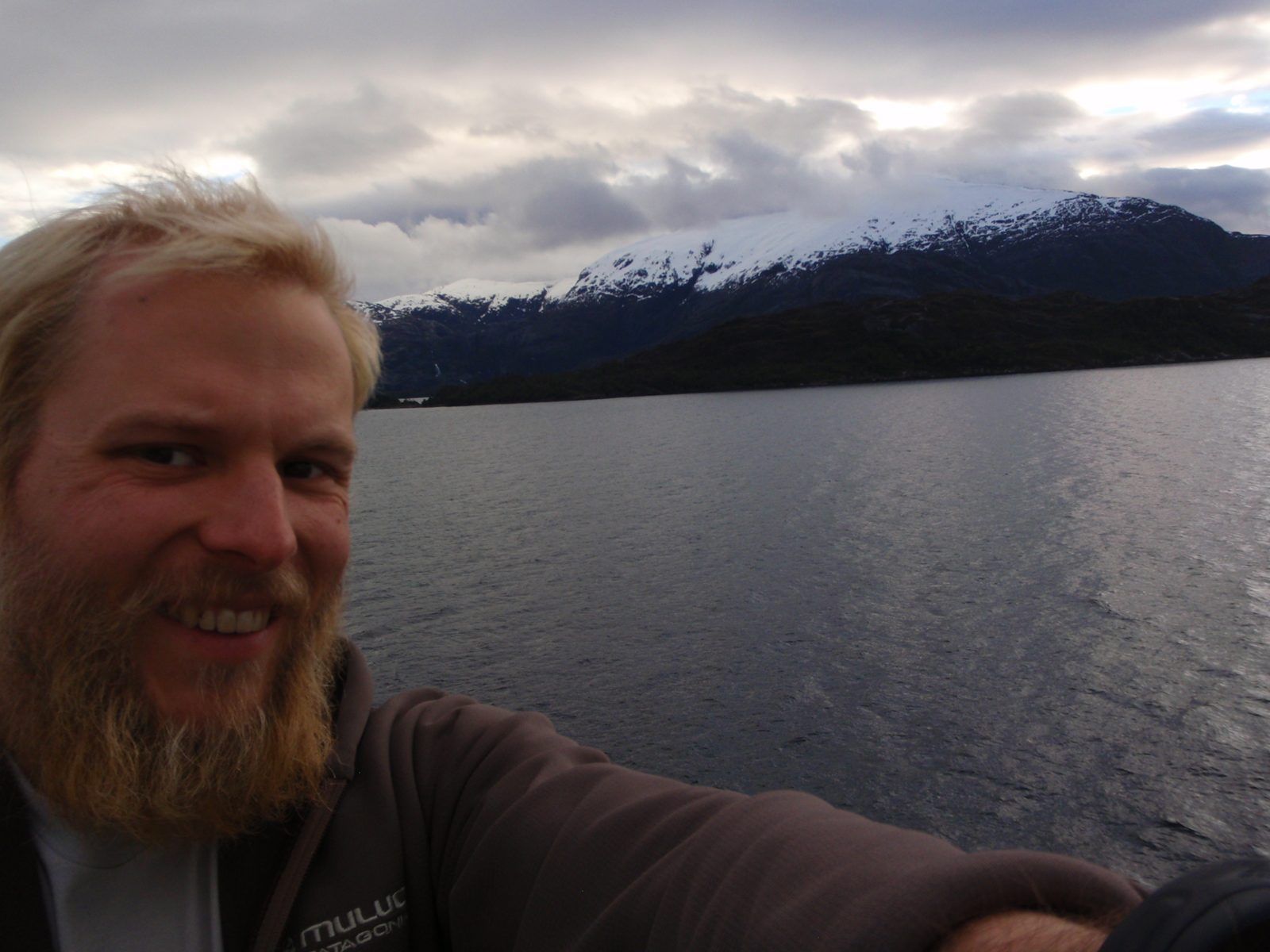Self portrait with mountains and sunset.