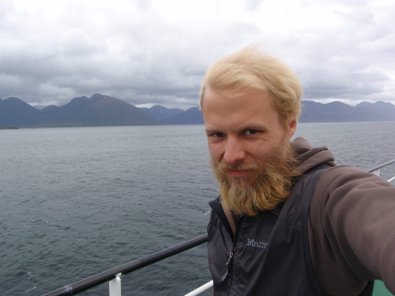 Another self portrait. After this, we were headed out to sea, with 30+ foot swells and lots of wind.
