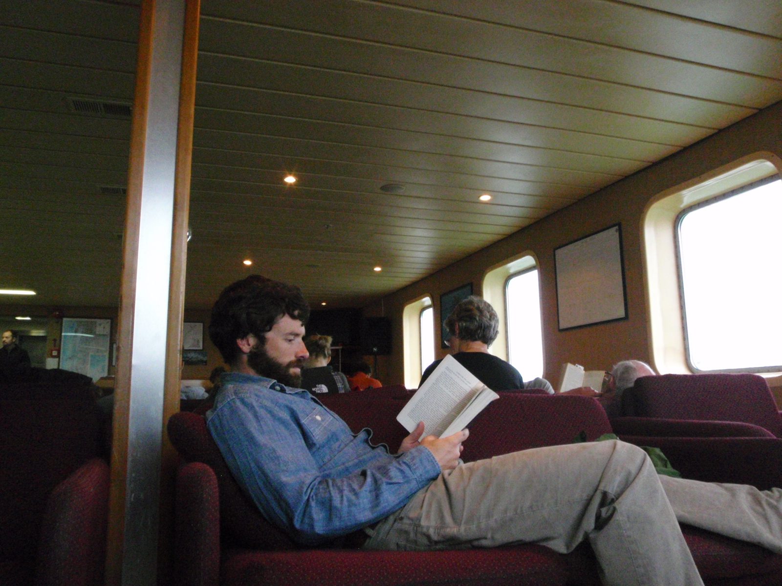Jay reading a book. It was misty and rainy most of the day, and as this was our third full day...