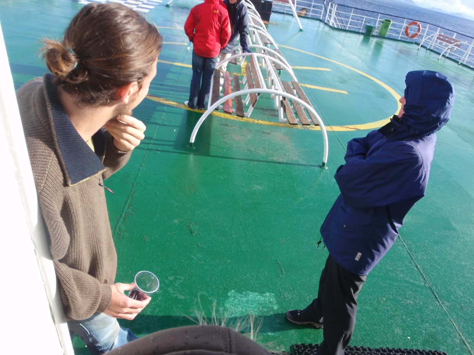 Celebrating the good weather by spending a little time outside (it was still cold).