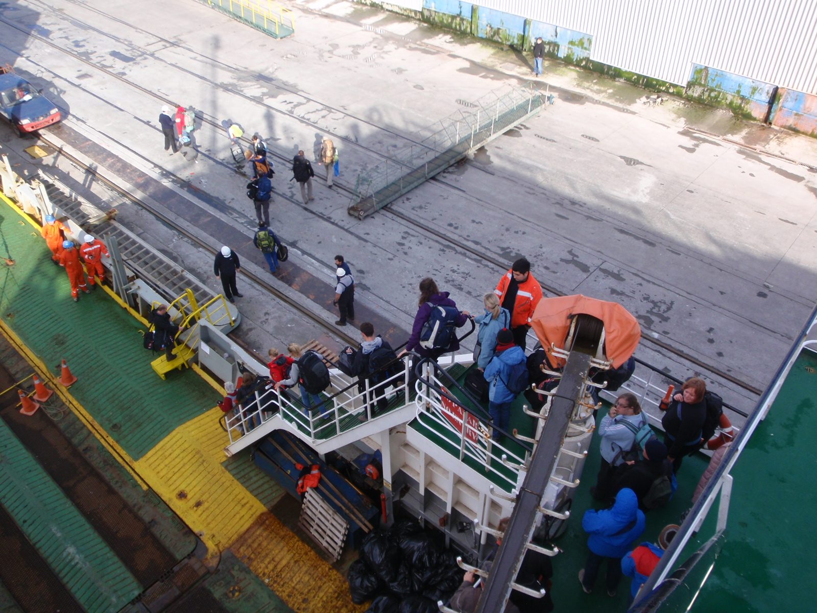 Passengers disembarking. 
