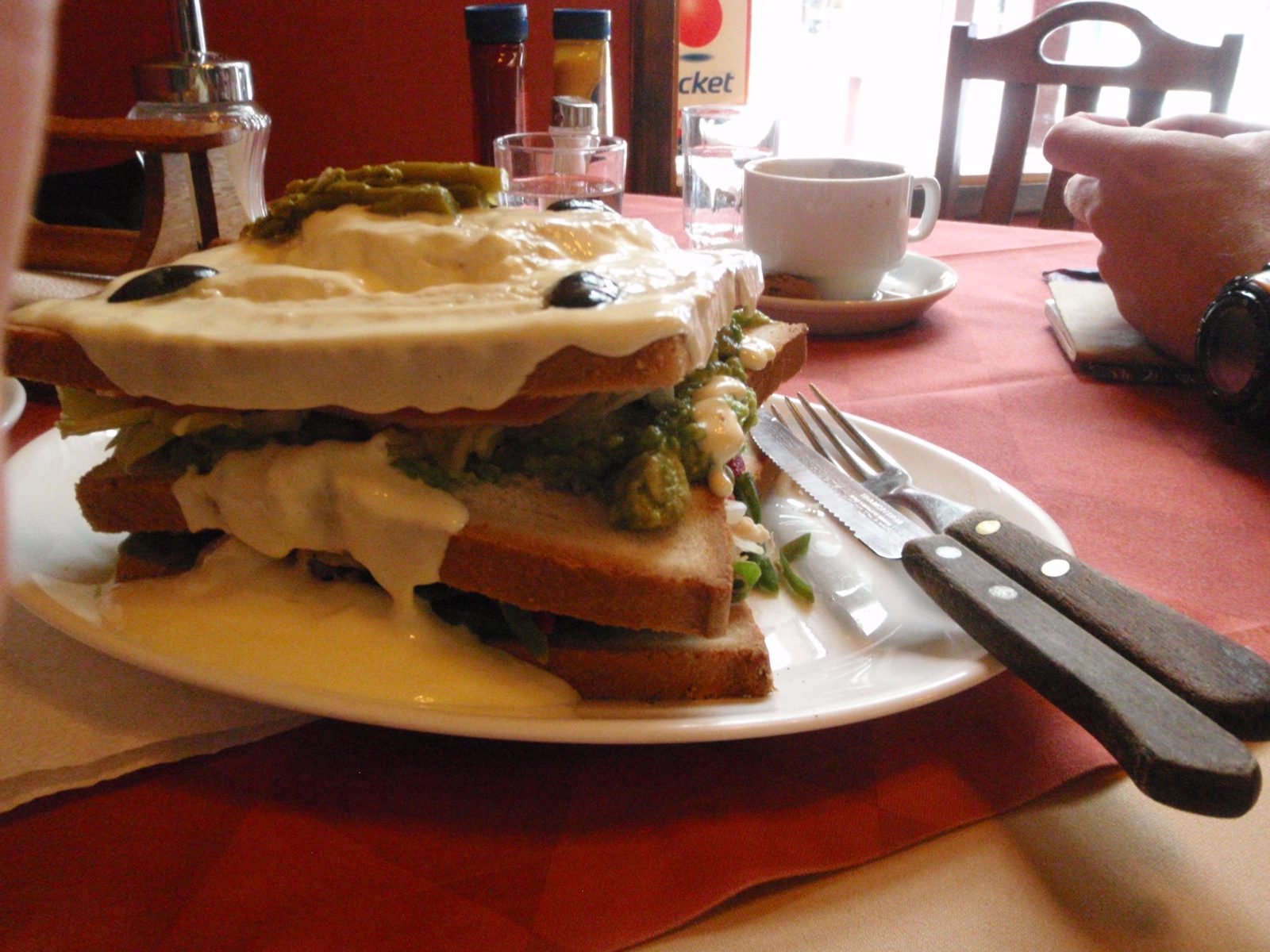 A ridiculous sandwich. First meal on dry land in four days.