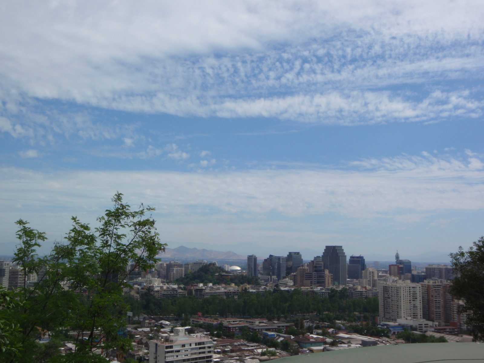 View of commercial downtown Santiago from the funicular on Cerro San Cristobal.