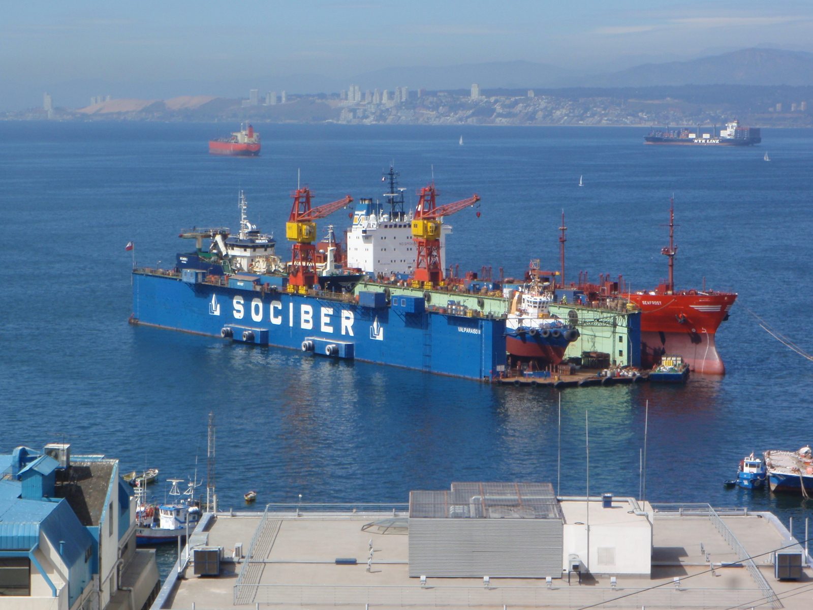 A floating dry dock.