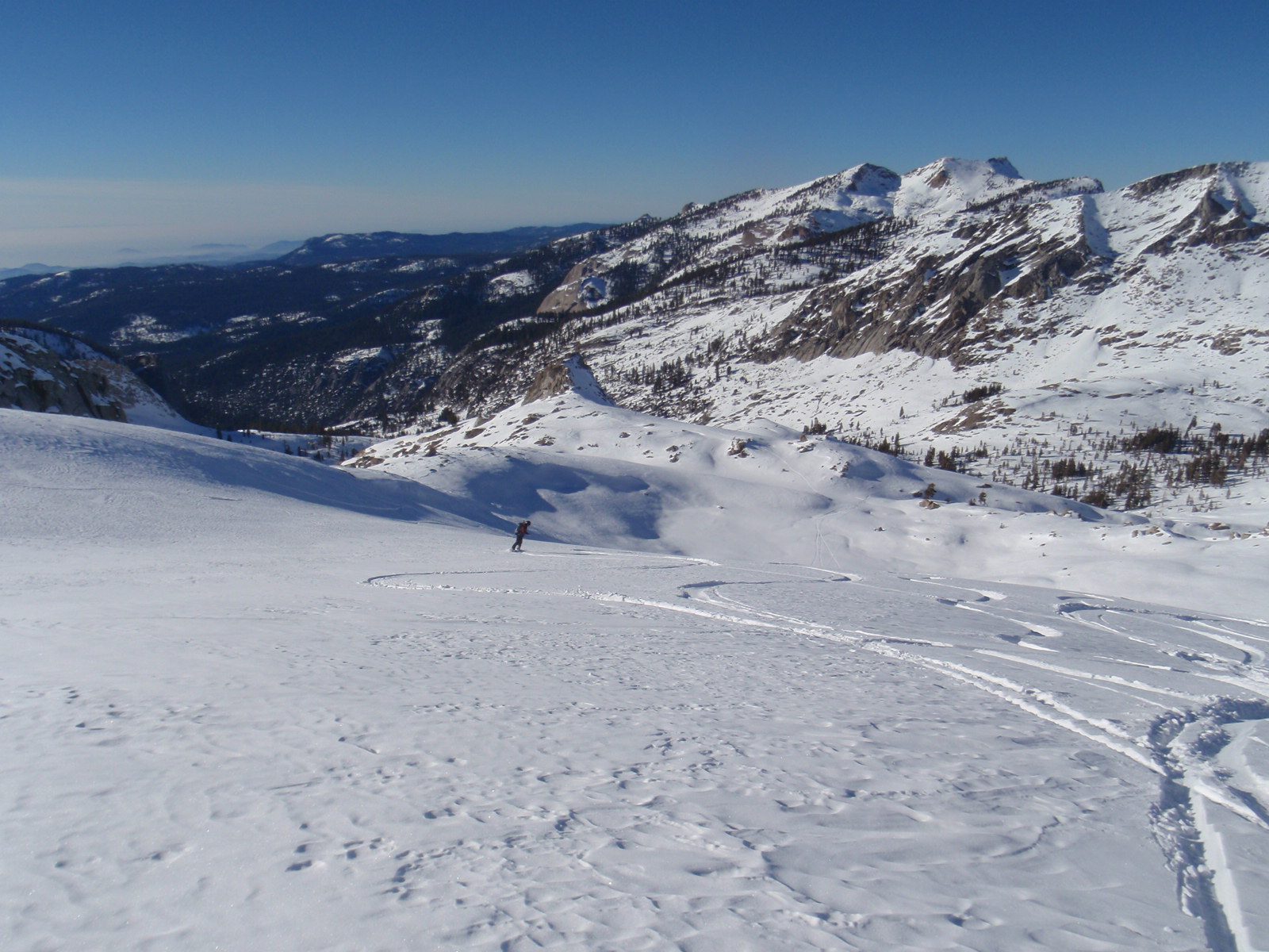 Monica riding. Most of the width of California visible in this photo. At left you can actually...