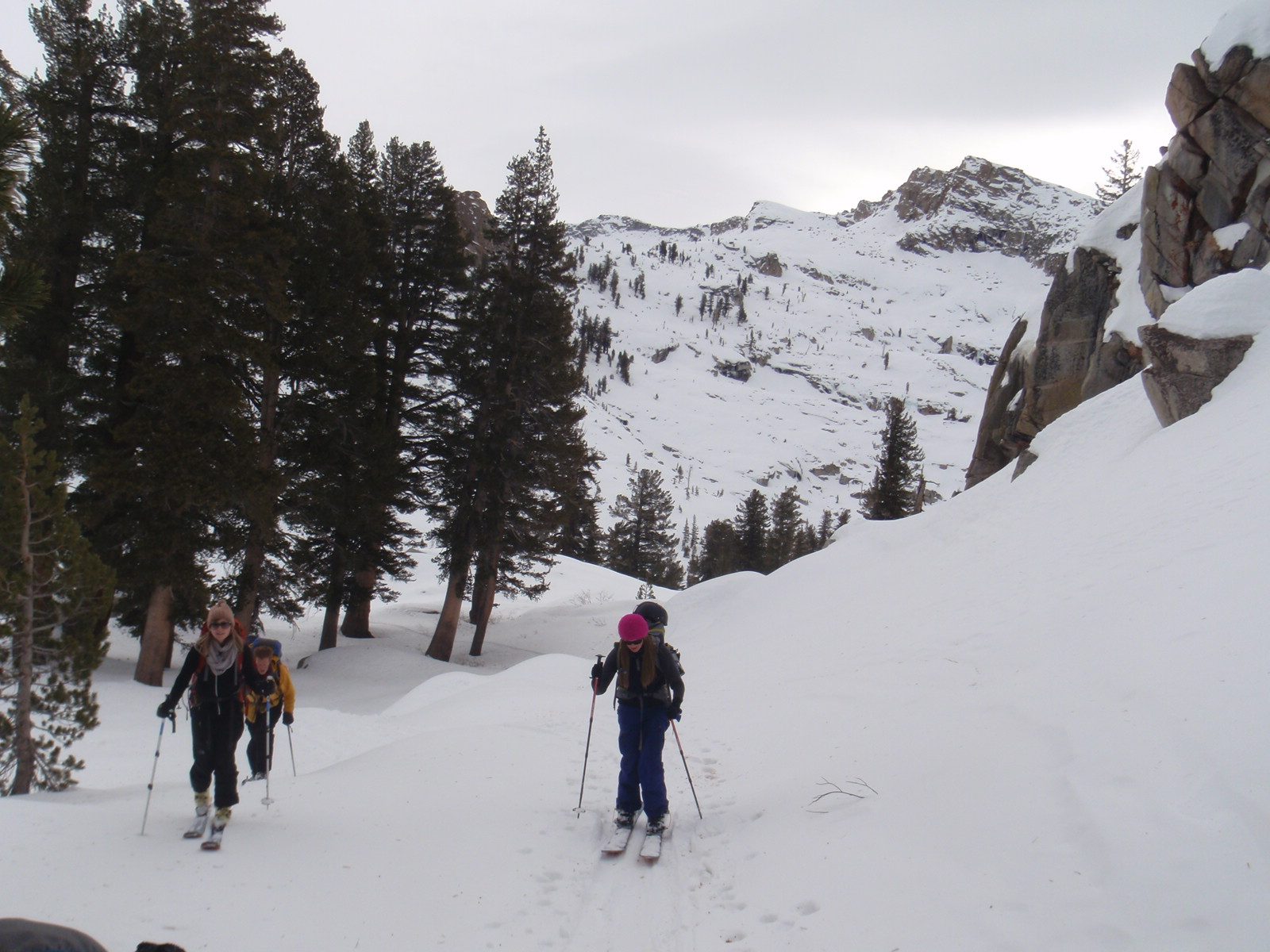 Tori, Walter and Julie skiing out on Wednesday.