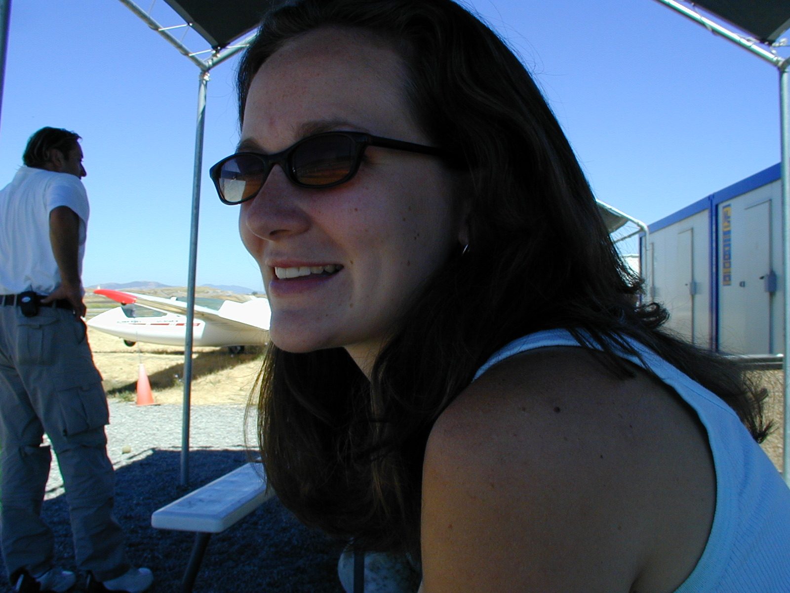 Rachel, getting ready for a glider ride.