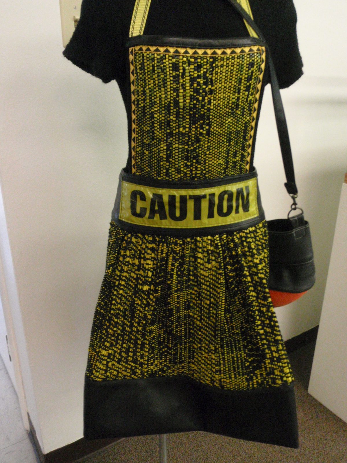 Interesting apron made partially from tire tubes.