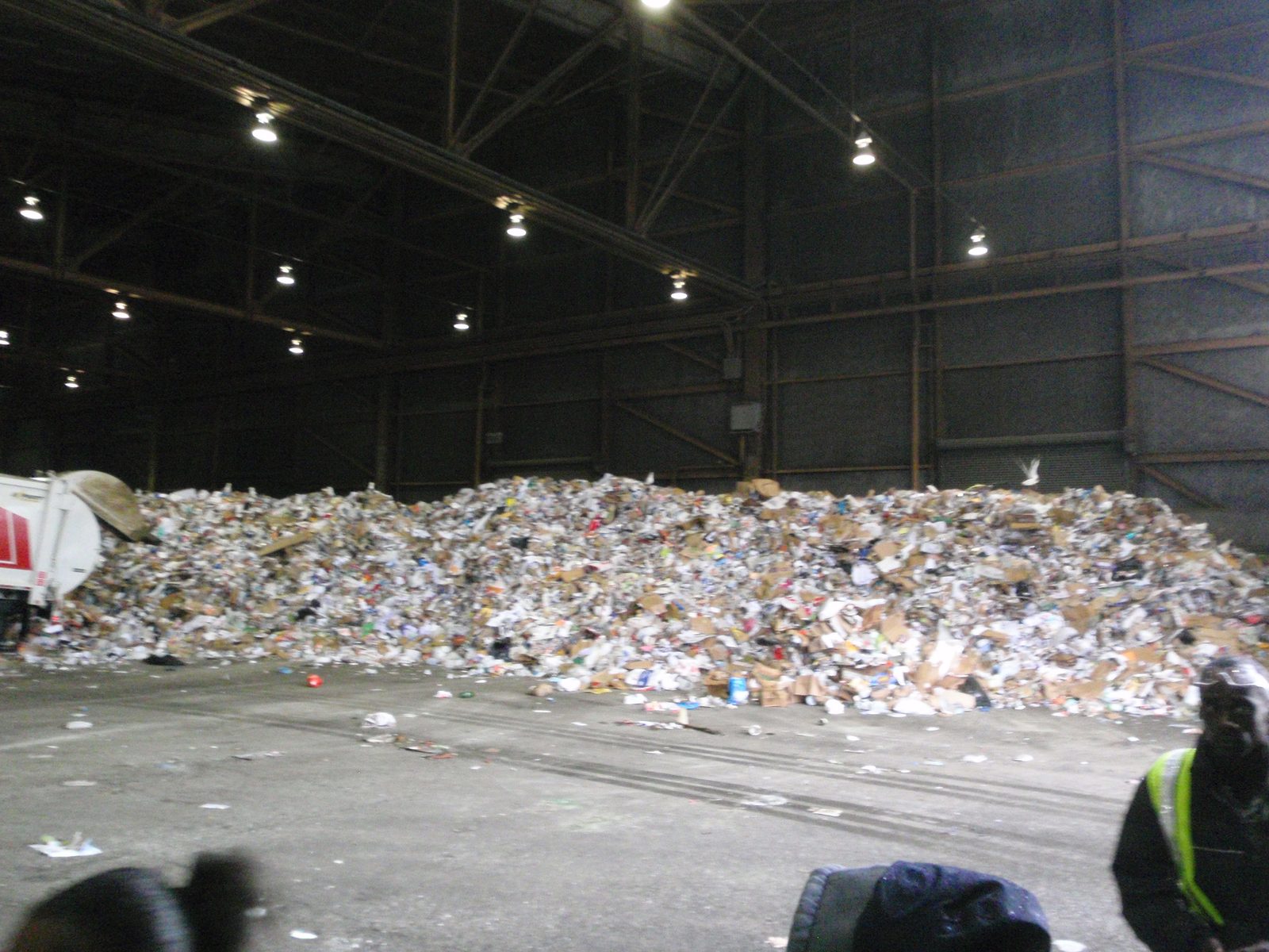 Piles of recyclables waiting to be sorted at Pier 96.