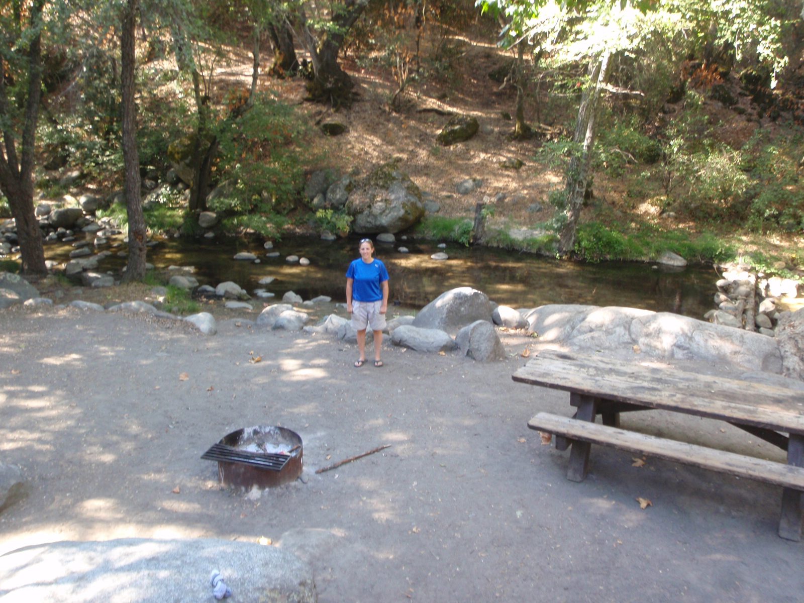 Catherine at our Saturday night camp spot.  Jay, Catherine said you'd appreciate this camp site...