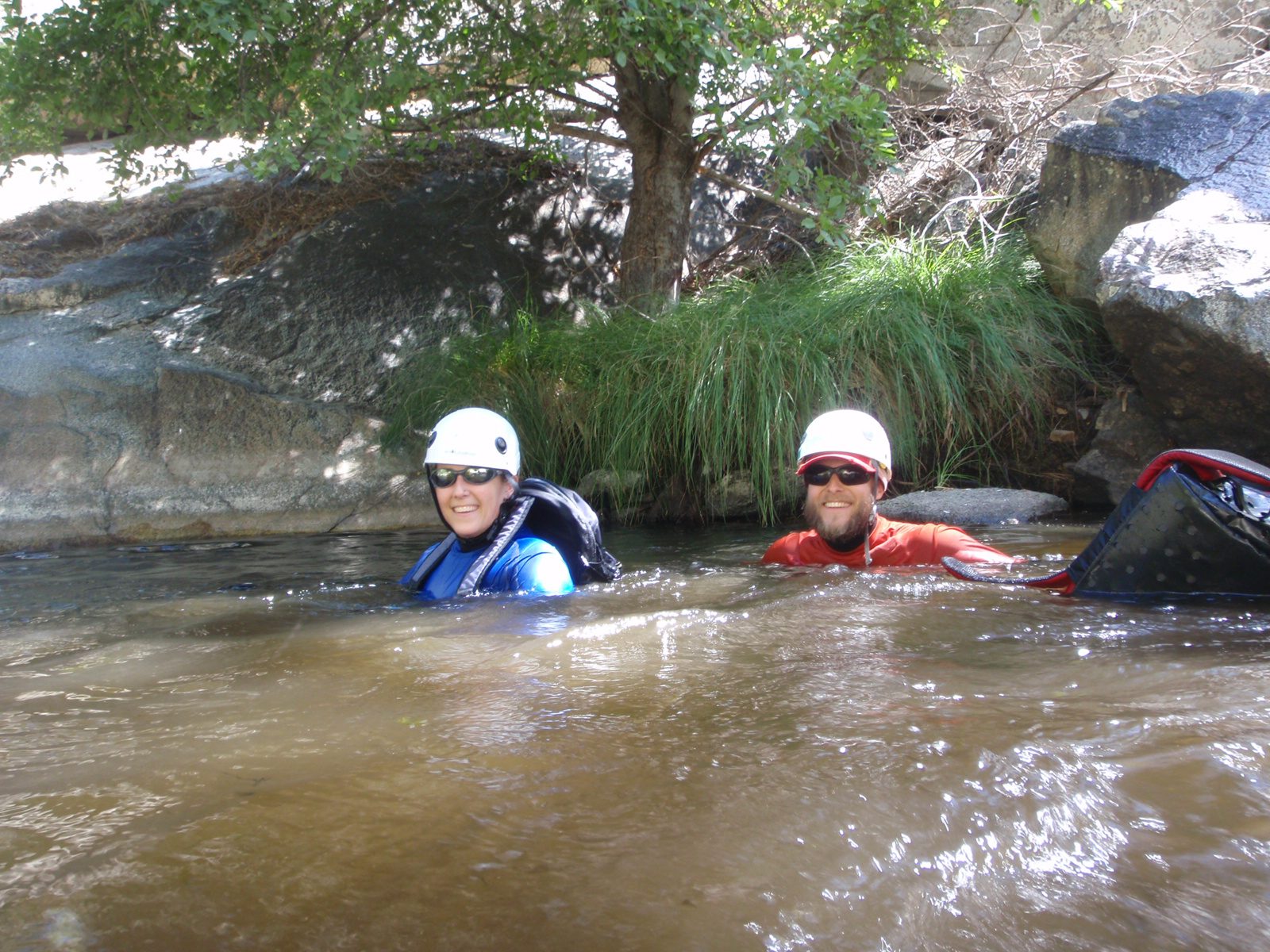 Catherine and John floating down Dry Meadow Creek.
