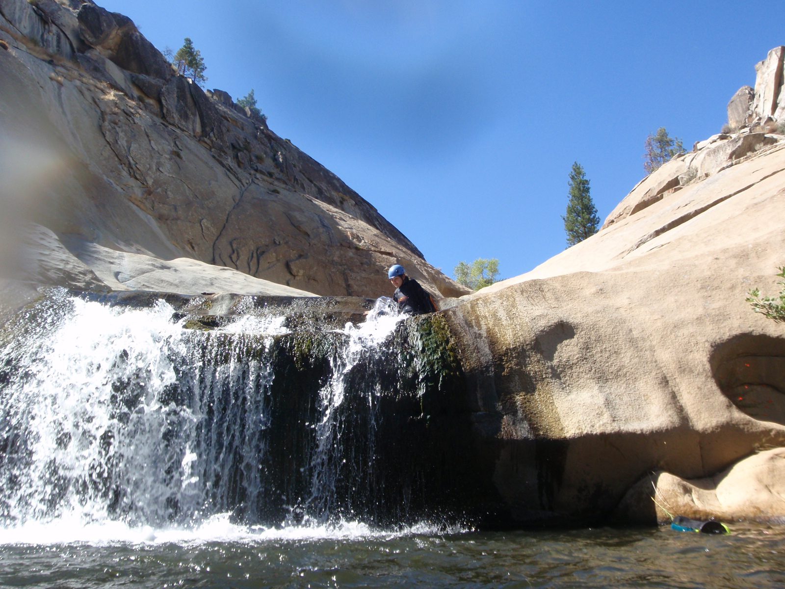 Monica checking out the drop into Teacup #7.  