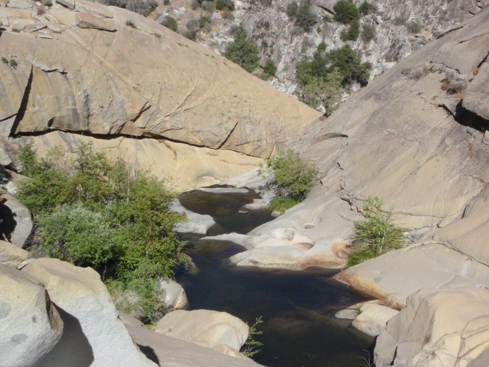 The canyon ahead.  The wall in the background (with trees) is the far wall of the Kern Canyon. ...