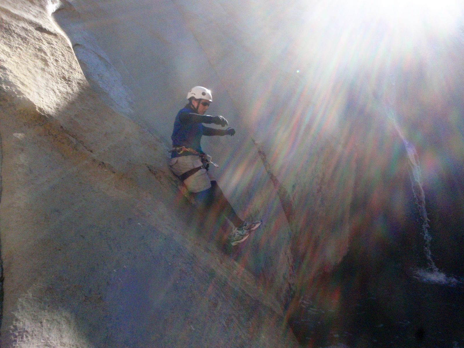 Catherine doing the power slide, with God beams coming in from the right.  I have a great video...