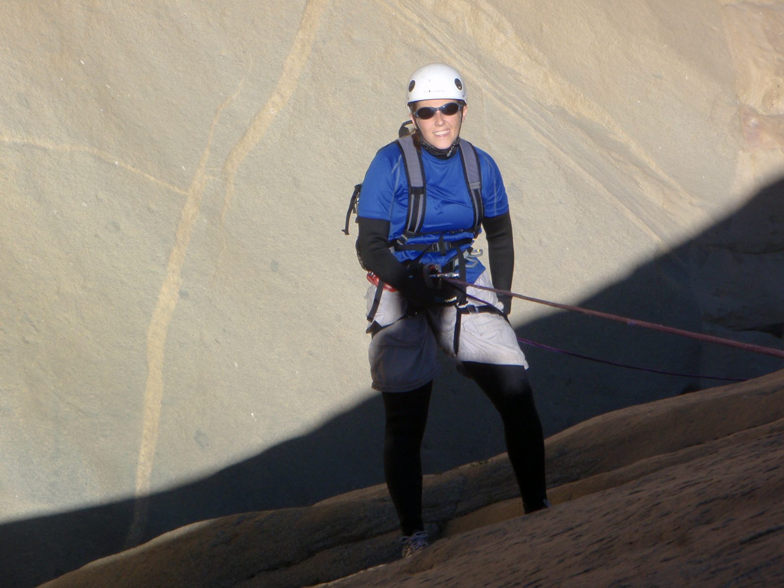 Catherine, on the seventh and final rappel.