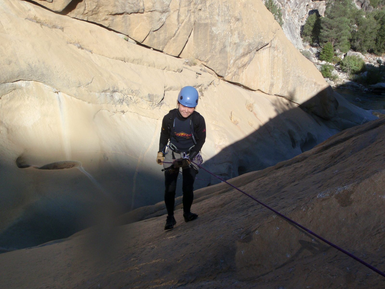 Monica on the last rappel.