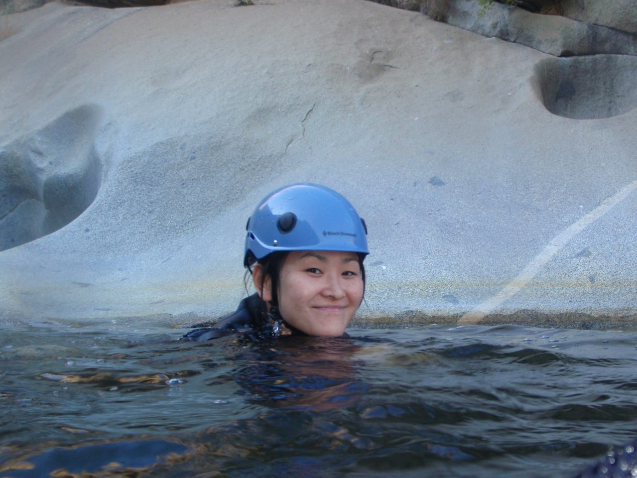 Monica, swimming along.