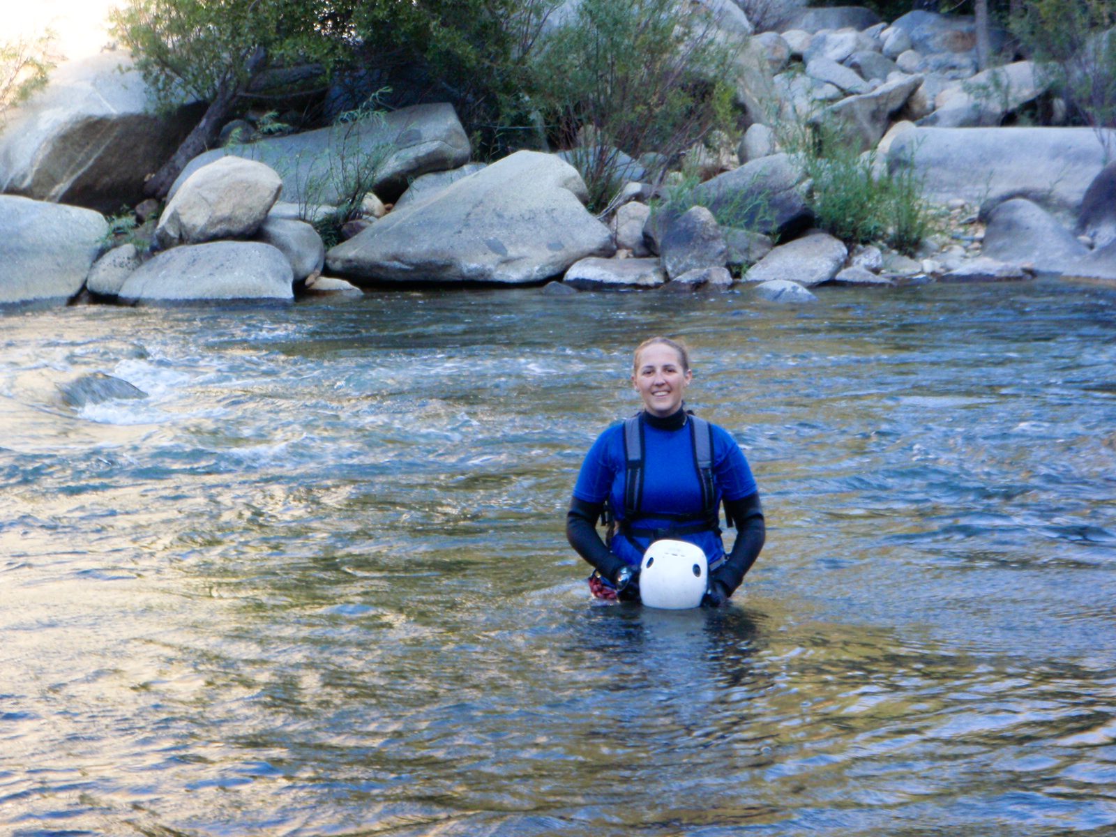 Catherine, standing in the Kern River.