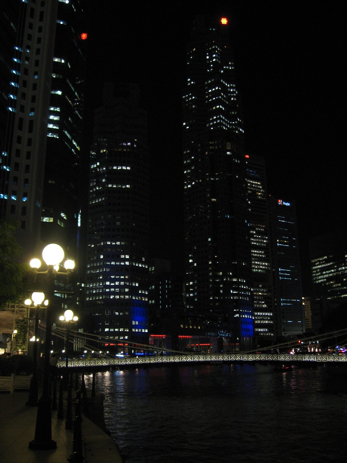 Singapore by night with United Overseas Bank Plaza One.