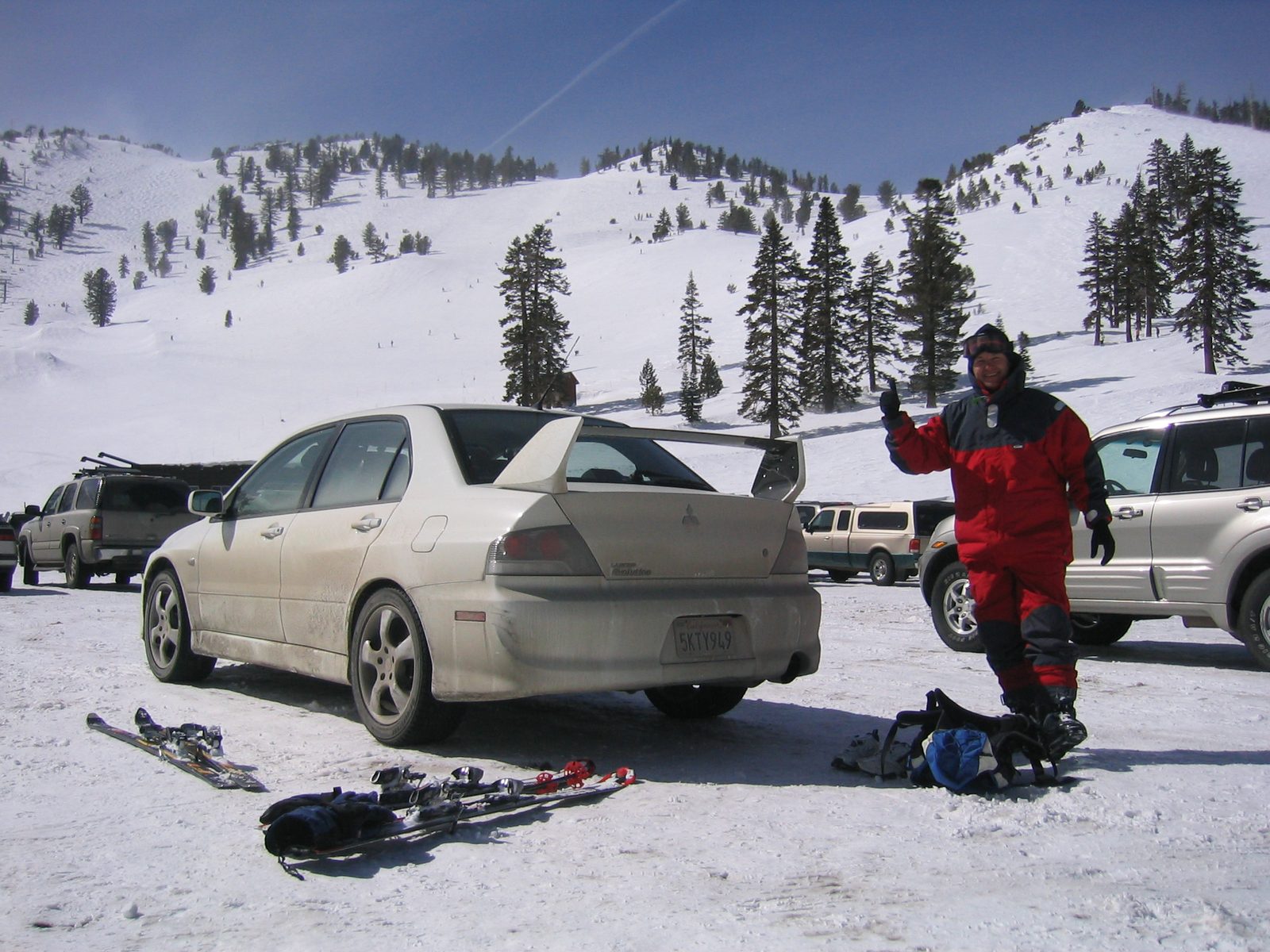 Niels and our noble steed, after an excellent morning skiing at Mt. Rose (storm rolling in over...