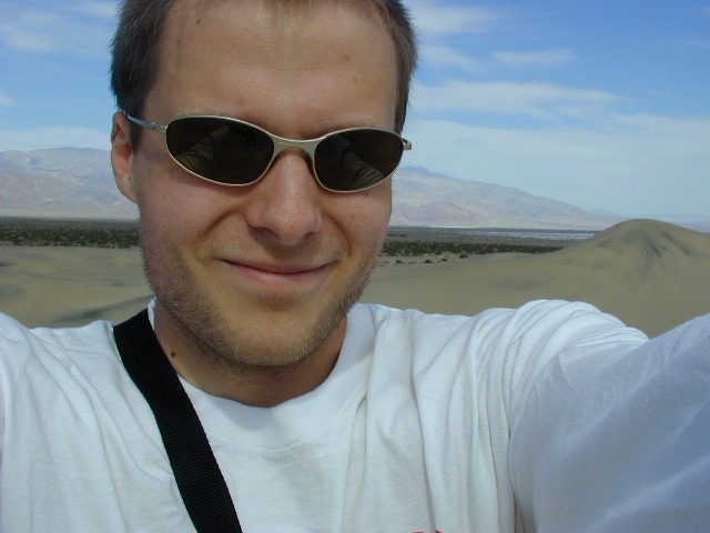 As Catherine would say, "Self Photography at its best".  John in Death Valley near the sand dunes.