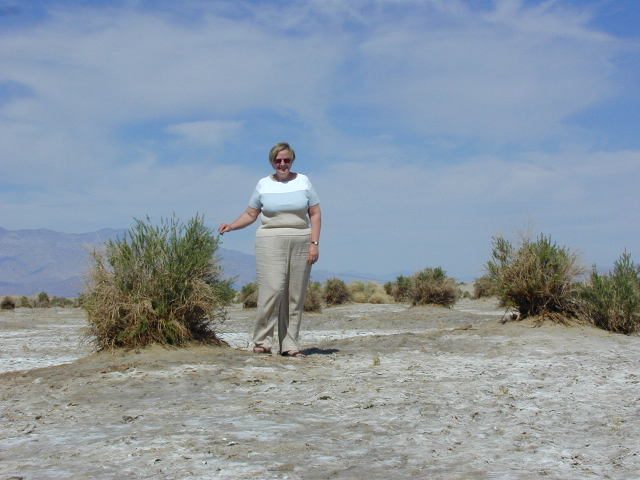 Mom inspecting the "corn" in Devil's Corn Field.  I think I remember reading that a lot of...