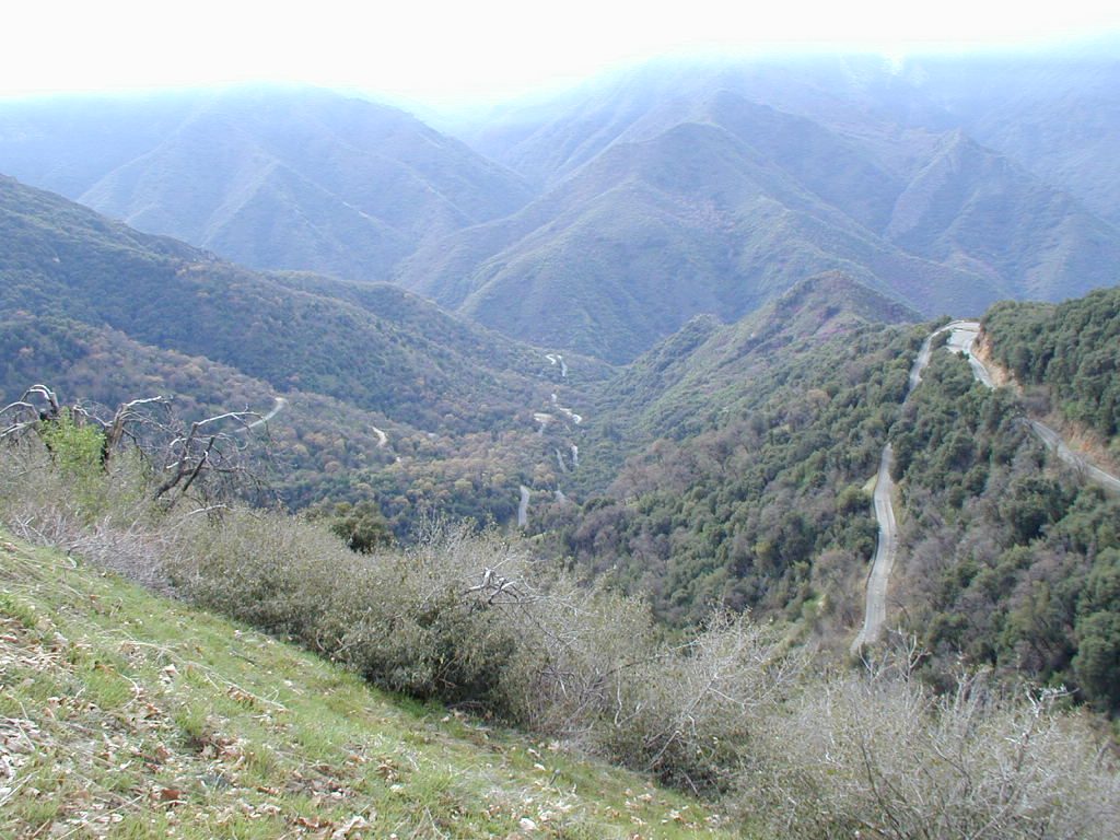 The winding General's Highway leading into Sequoia National Park from the south.