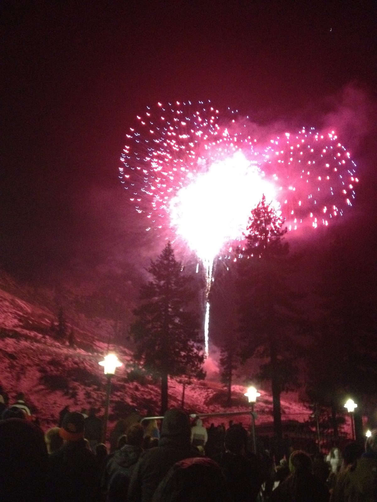 Fireworks at the base of Squaw Valley USA on New Year's Eve.