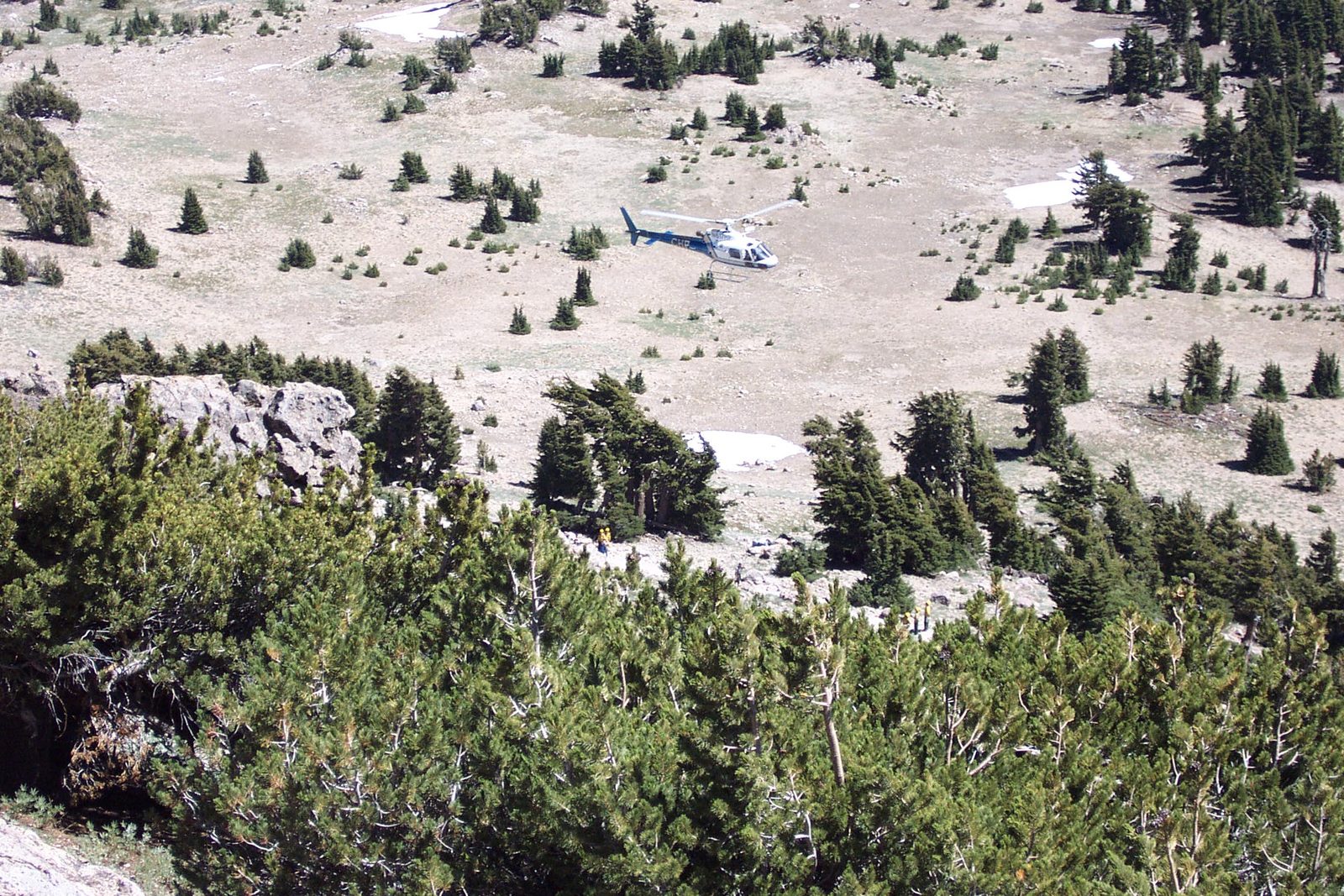 Some guy had a heart attack on the trail to the top of Lassen Peak.  Here comes the medivac helicopter.
