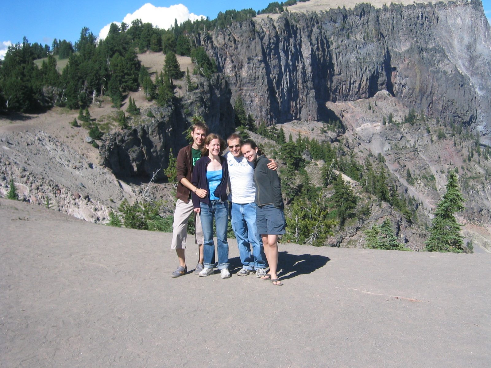 Group photo: North side of Crater Lake.  Stephan, Alison, John, and Rachel.