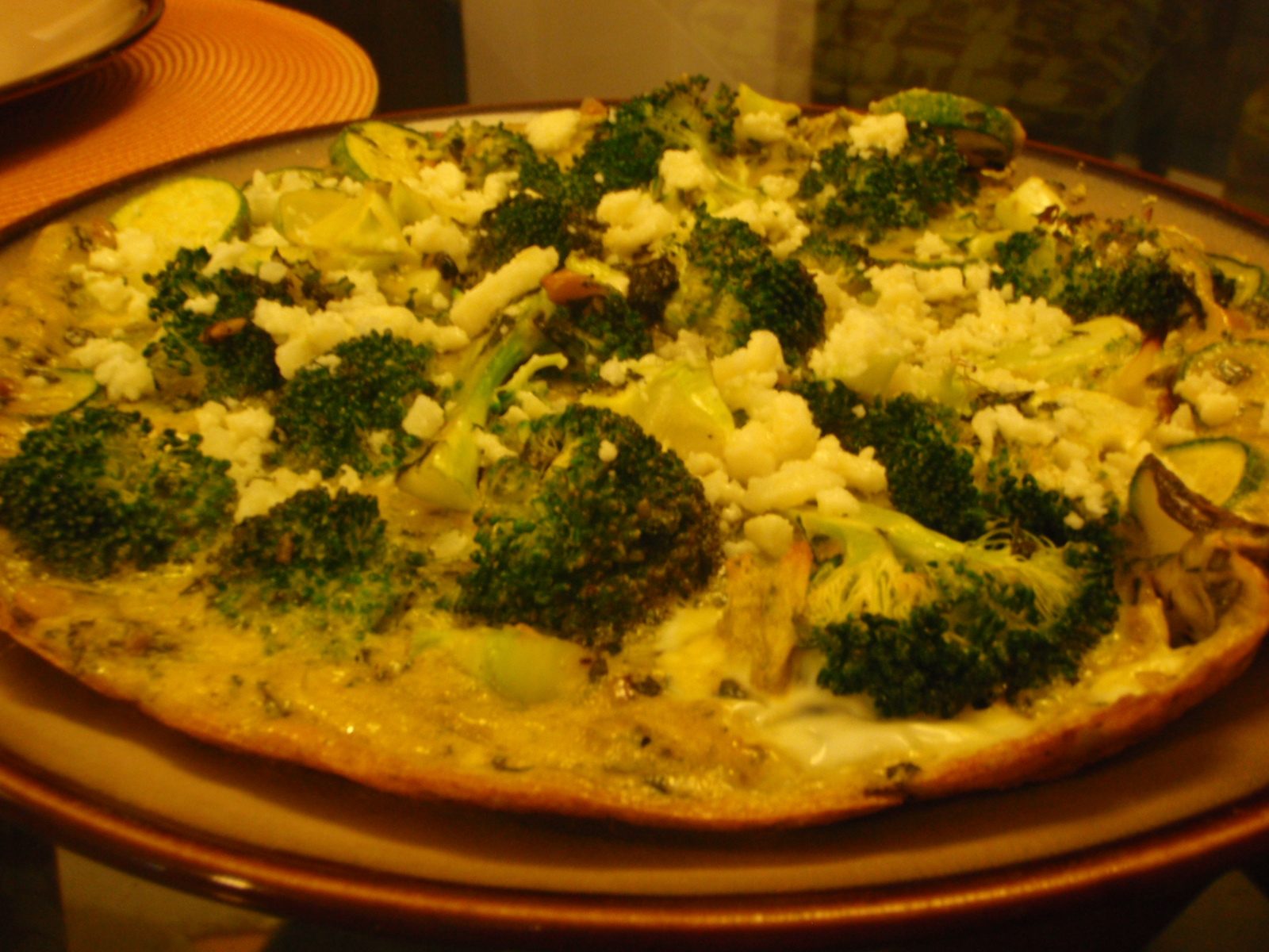 John's pesto broccoli frittata!  With awful white balance.