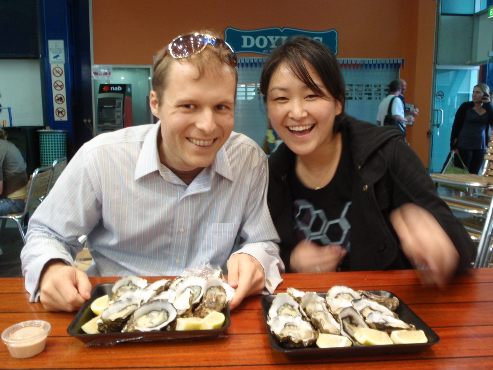 John and Monica are very pleased with our afternoon seafood snack.